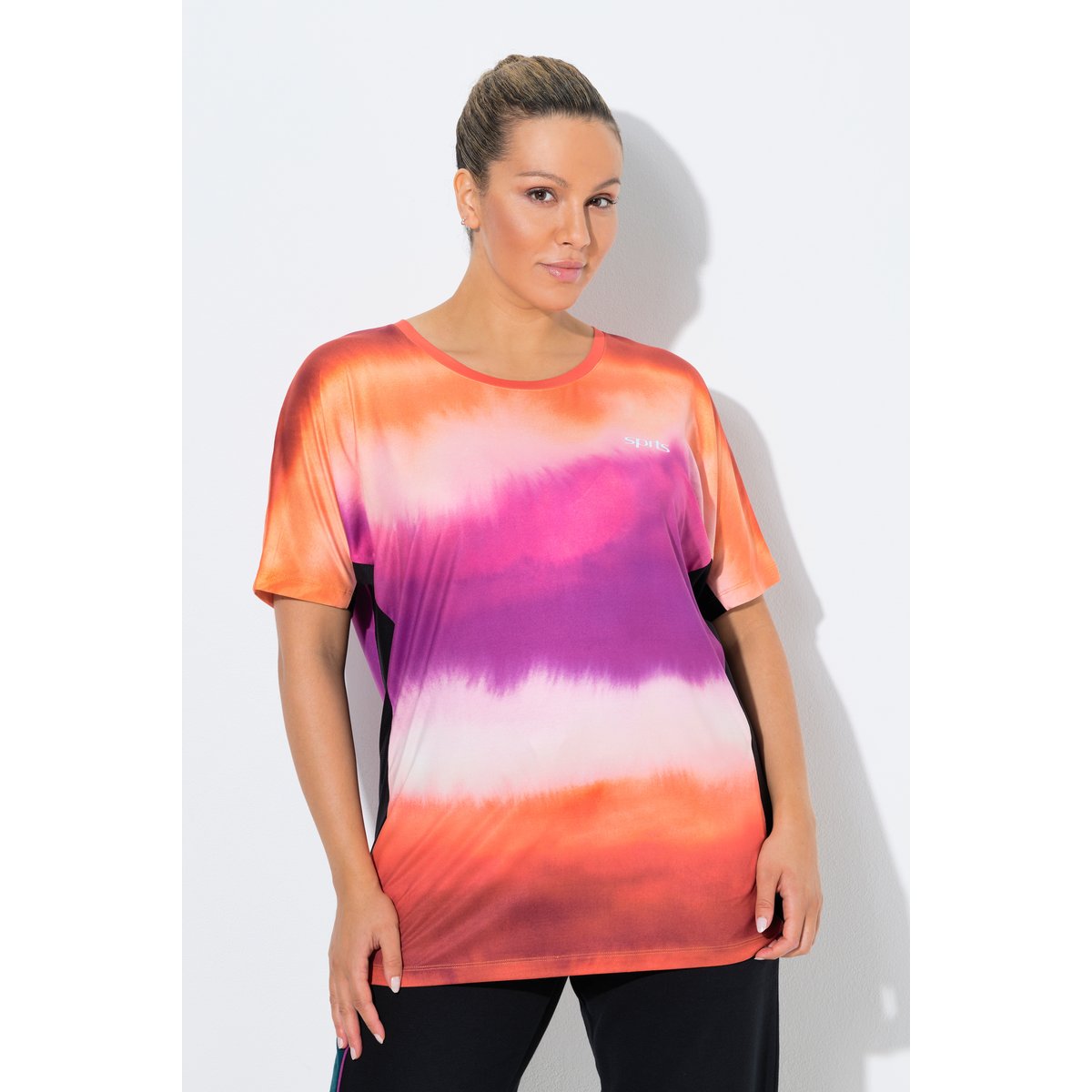 T-shirt technique à col rond et orange clair, ULLA POPKEN