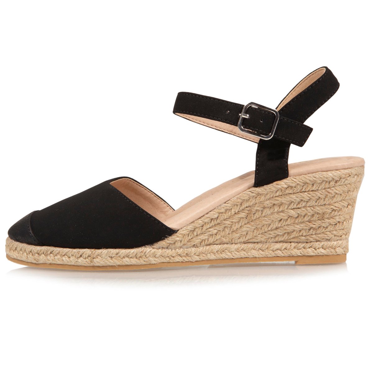 Espadrilles à talon de 6 cm, ultra confortable, semelle à mémoire de forme noir, ISOTONER