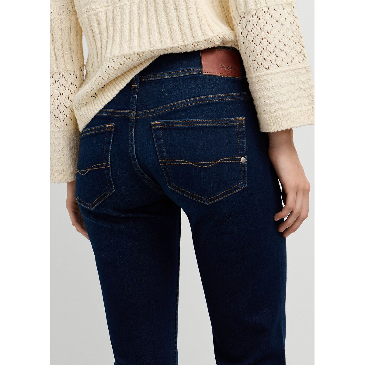 Jean flare, taille basse, Pimlico dark indigo powerflex, PEPE JEANS