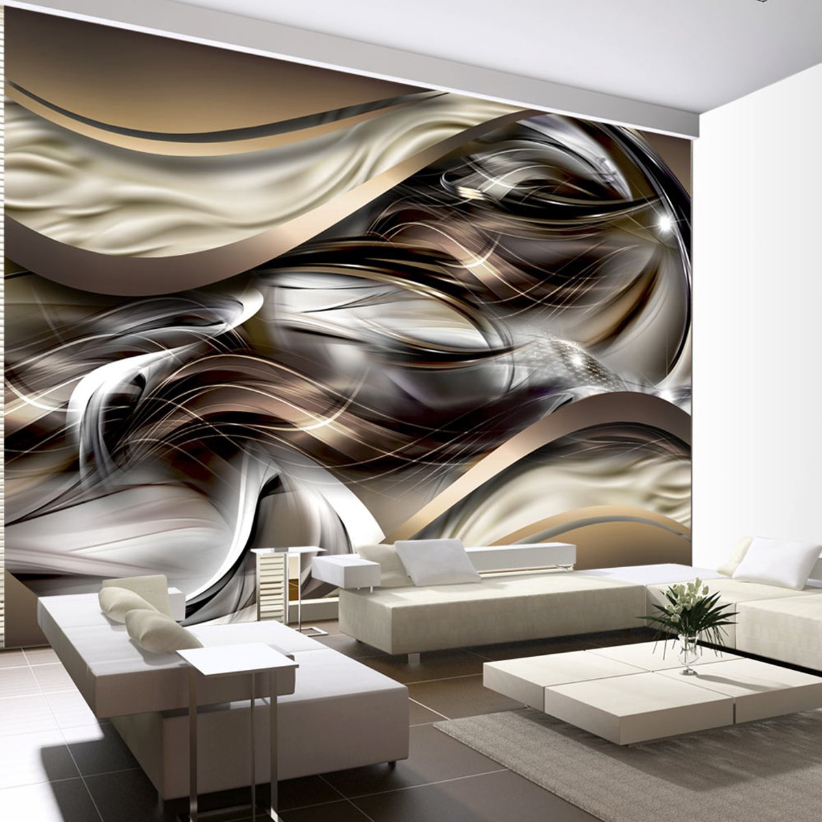 Papier peint intissé panoramique Abstractions Amber winds multicouleur, EDEN