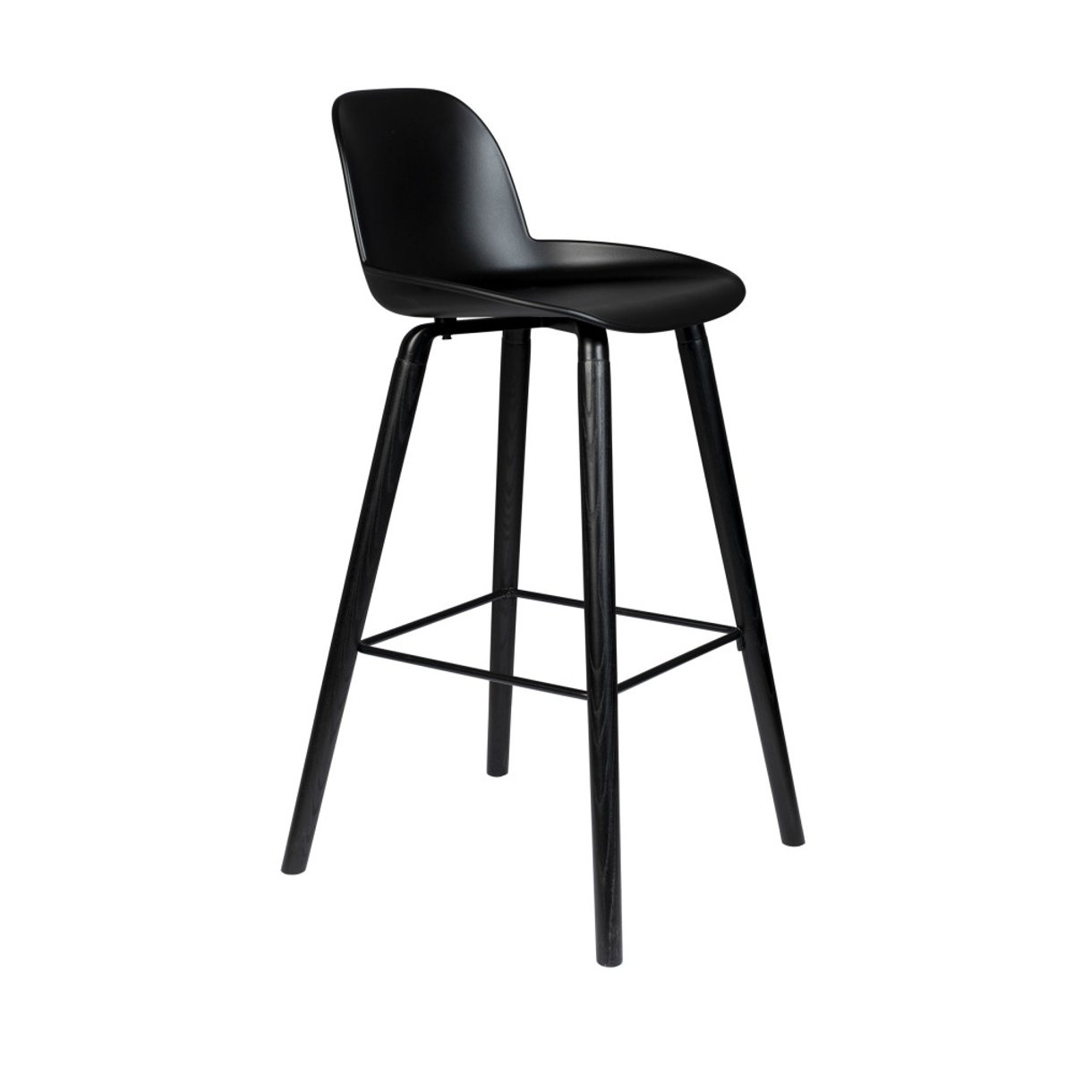Lot de 2 tabourets de bar résine et bois pieds noirs 76cm - Albert Kuip noir, ZUIVER