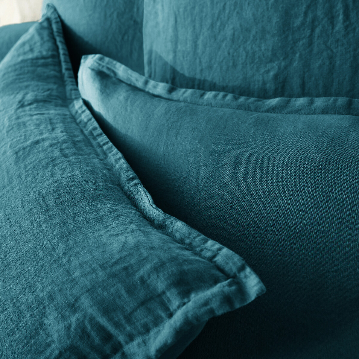 Housse de couette en lin lavé, Linot bleu adriatique, LA REDOUTE INTERIEURS