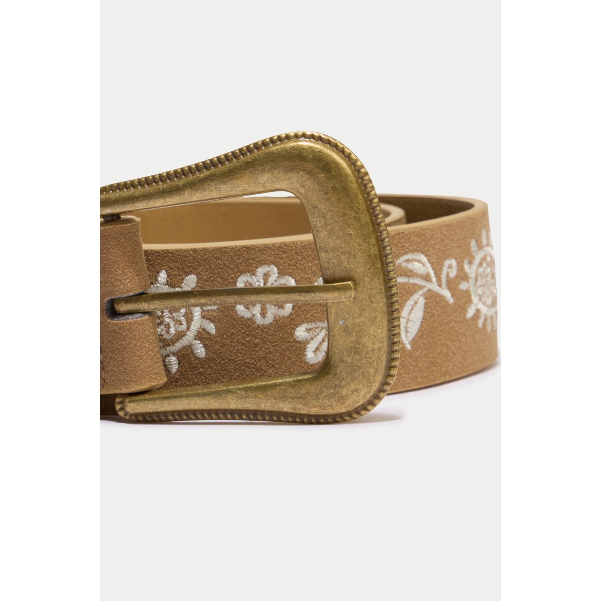 Ceinture large aspect daim broderie beige, CACHE CACHE