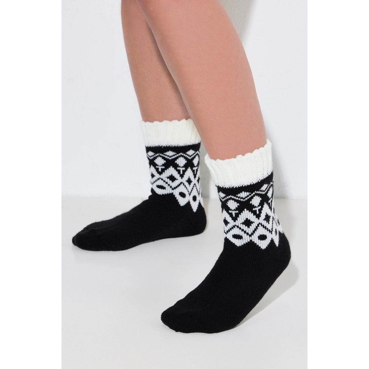 Lot de 2 paires de chaussettes douillettes noir, ULLA POPKEN