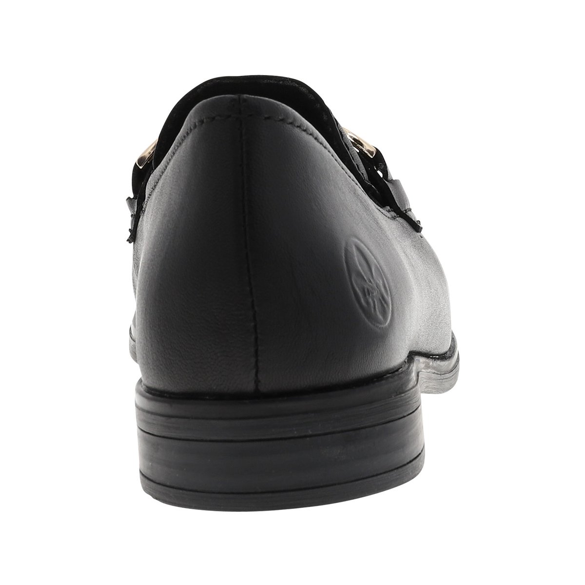 Mocassins en cuir noirs avec un talon décroché bas et des soufflets élastiqués noir, RIEKER