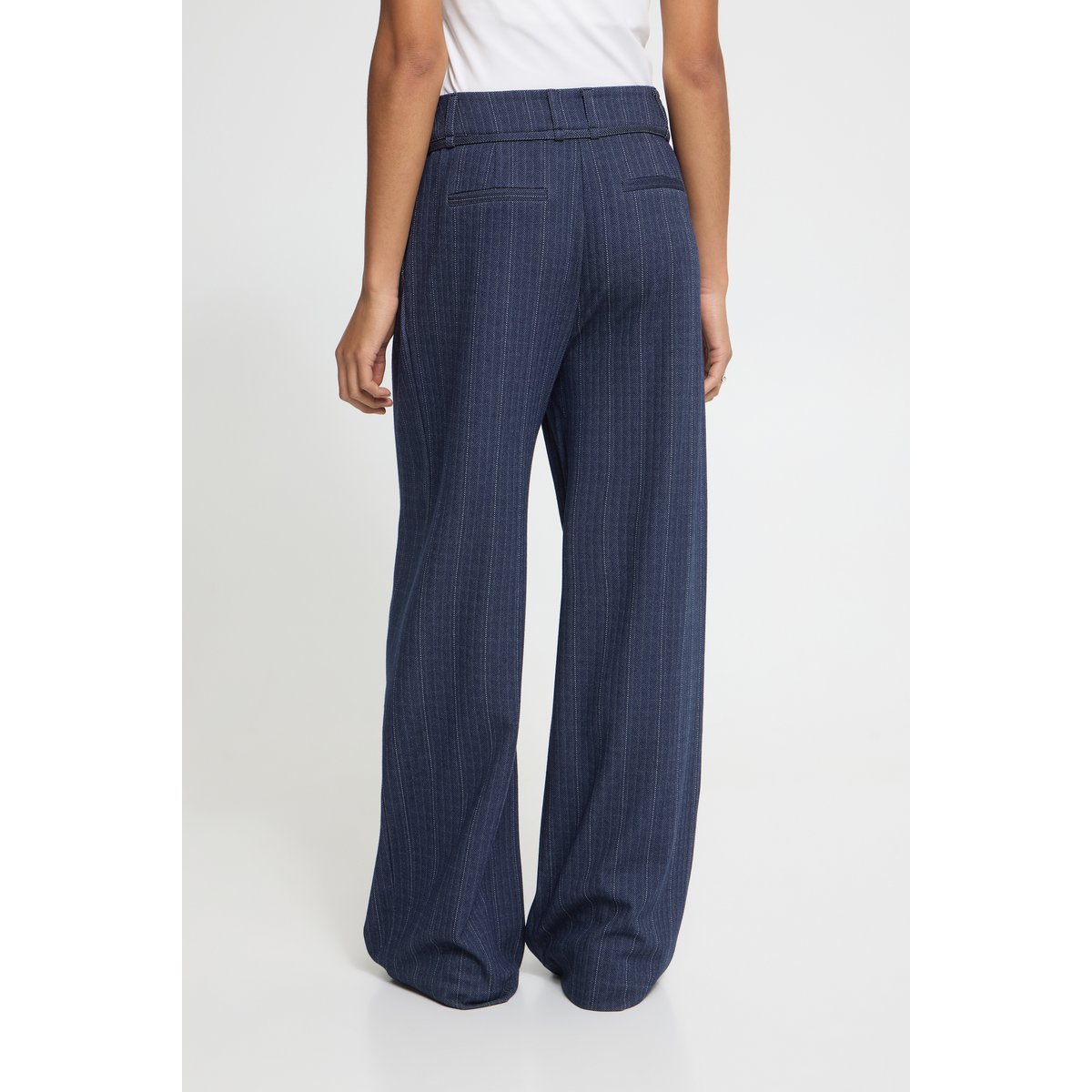 Pantalon décontracté bleu dark blue jacquard stripe, ICHI