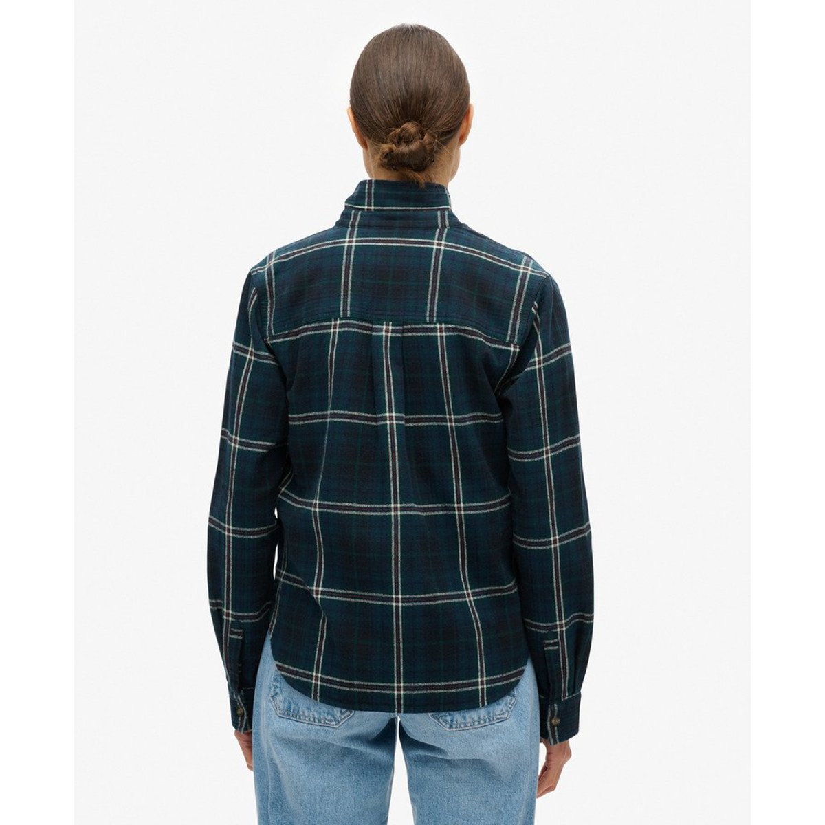 Chemise à carreaux en flanelle Lumberjack bleu marine/vert à carreaux, SUPERDRY