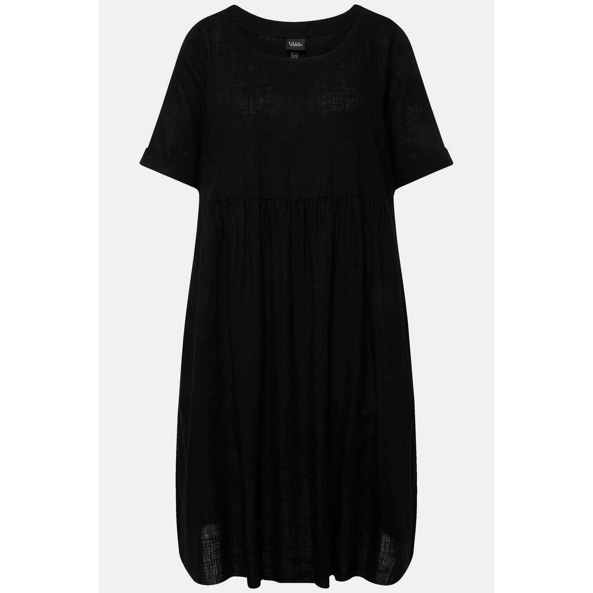 Robe en lin mélangé. Encolure ronde noir, ULLA POPKEN