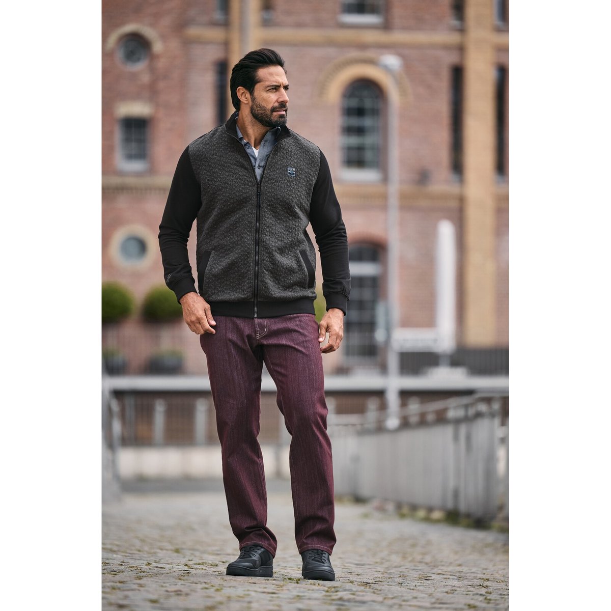Veste en molleton LARSHEIM gris mélange, JAN VANDERSTORM