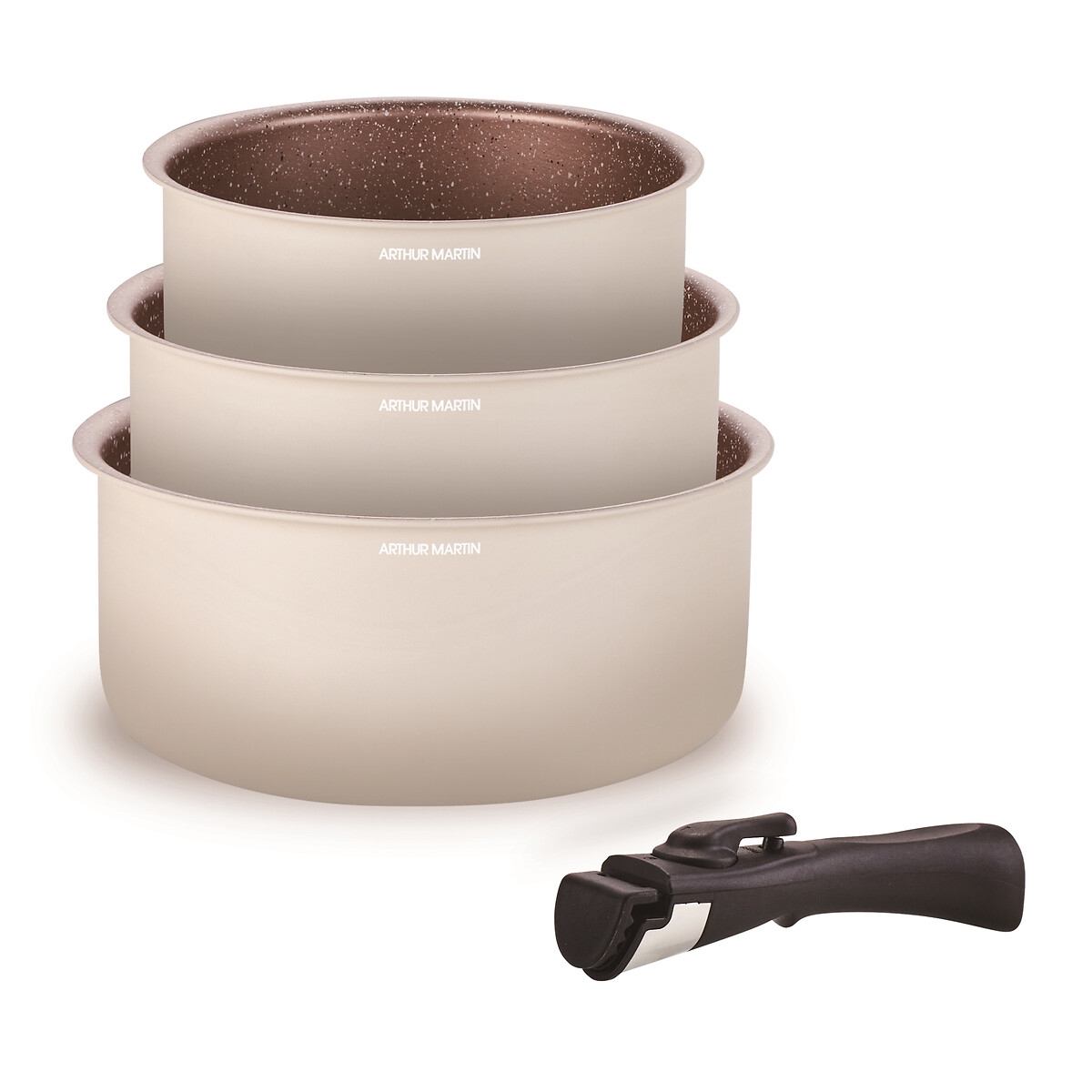 Set van 3 steelpannen creme   , ARTHUR MARTIN