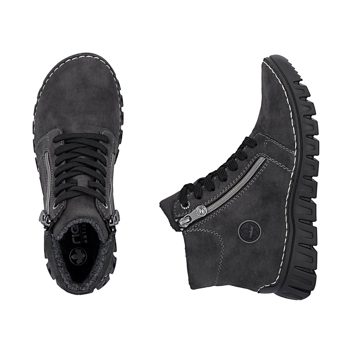 Basket Montante à Lacets gris, RIEKER
