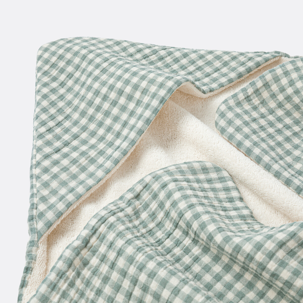 Capa de baño de gasa y rizo de algodón, Croizic verde grisaceo/crudo, LA REDOUTE INTERIEURS