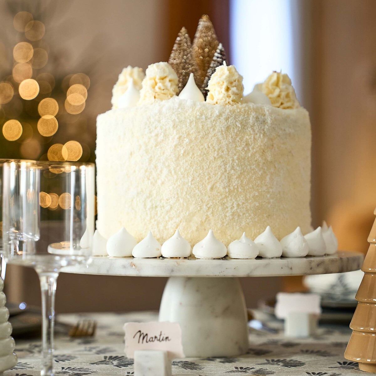 Serviteur à gâteau, Fitia marbre blanc, LA REDOUTE INTERIEURS
