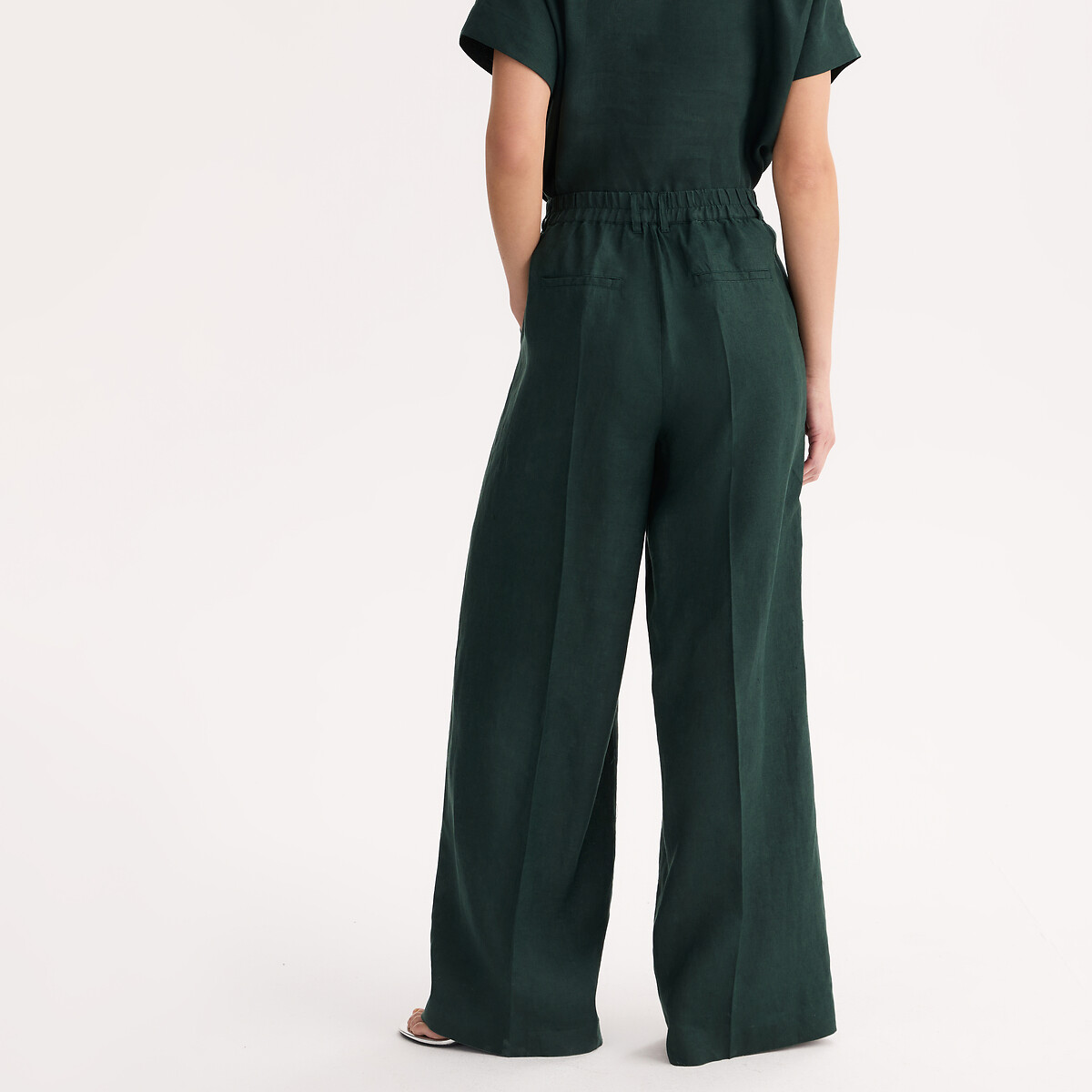 Pantalon large en lin  vert foncé, ANNE WEYBURN