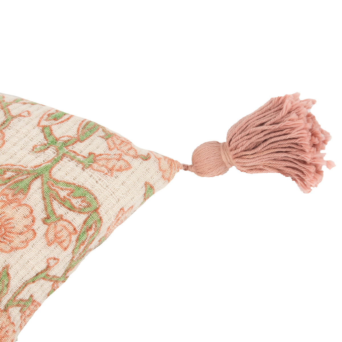 Delphine Floral Tasselled Filled Cushion coral, PAOLETTI