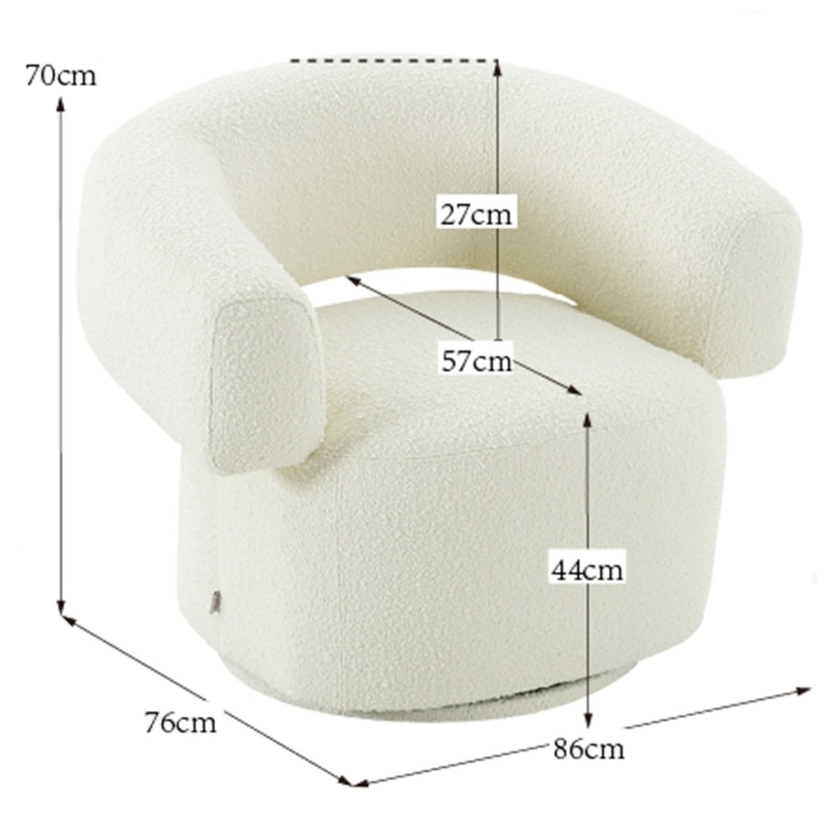 Fauteuil pivotant en polyester bouclé, MAYE beige, KARE DESIGN