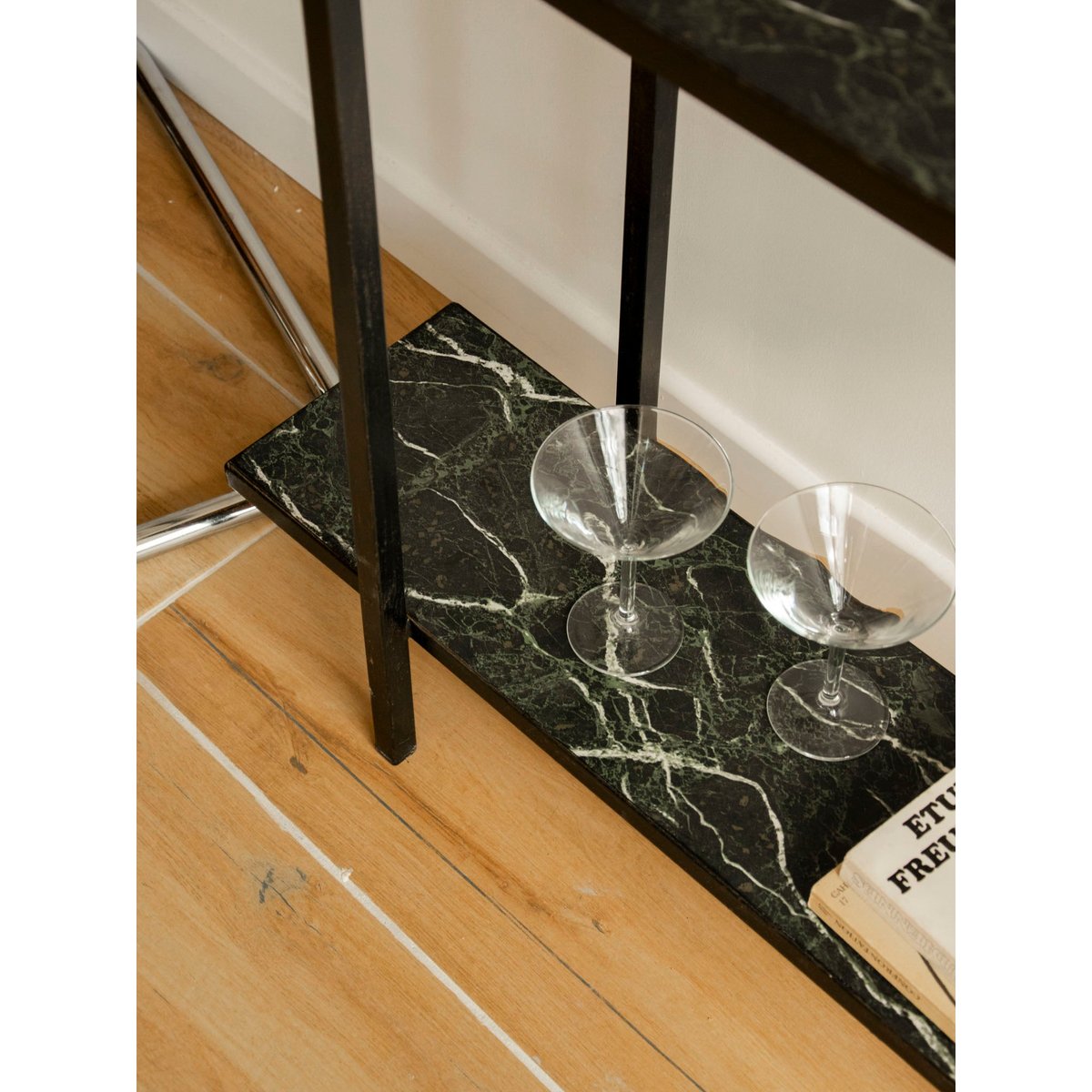 Table console en placage marbre Hanna N°1522 - Bon état noir, DEBONGOUT
