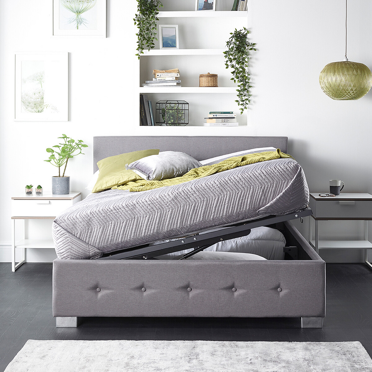 Side Opening Ottoman Storage Bed grey, ASPIRE