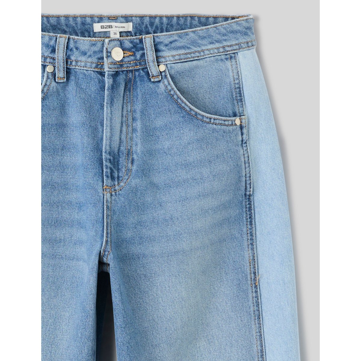 Jean balloon bicolore bleu moyen, BZB