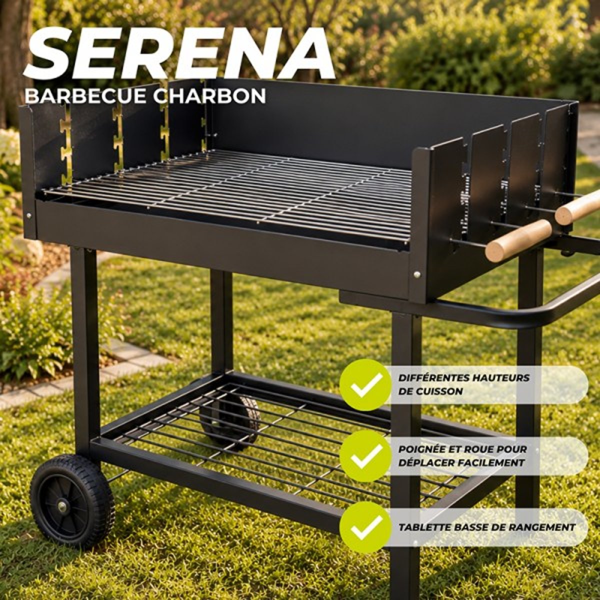 Barbecue à charbon SERENA noir, COOK IN GARDEN