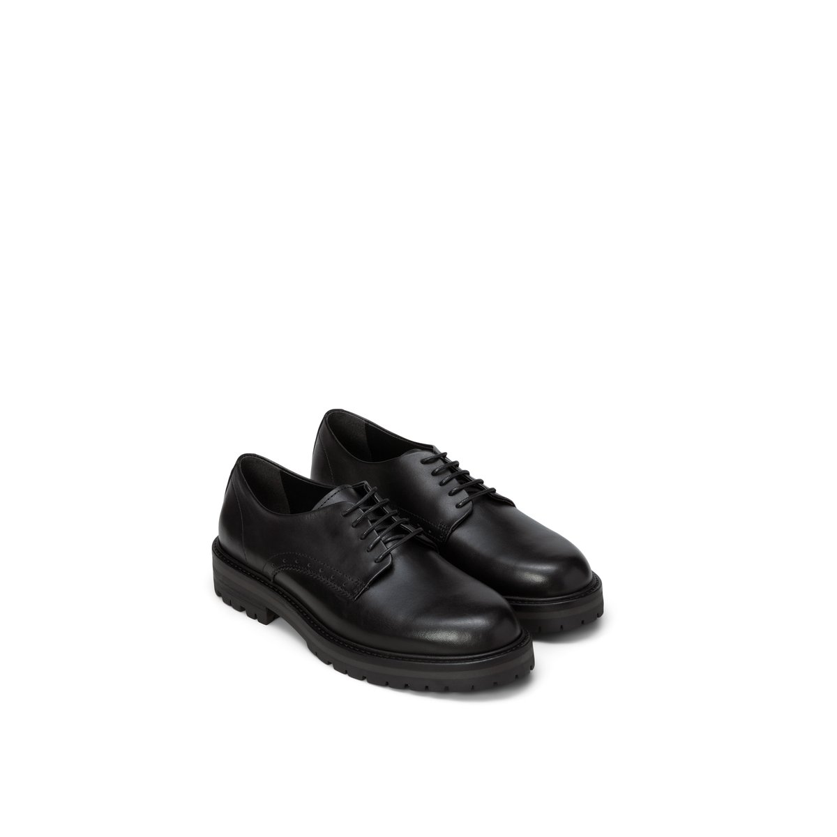 Chaussures derbies à lacets, modèle Massimo en cuir de vache noble noir, MARC O'POLO