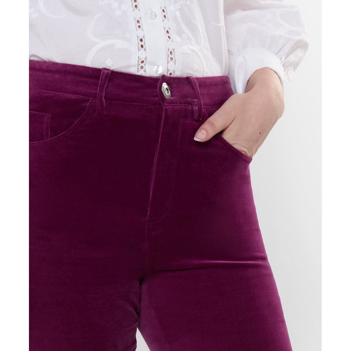 Luxueux Pantalon Bootcut en Moleskine rose, JOE BROWNS