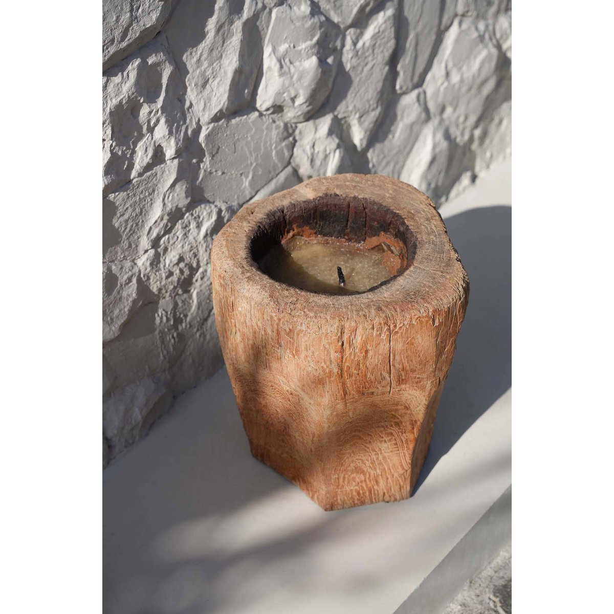 Bougeoir en bois de teck CANDLE beige, BAZAR BIZAR