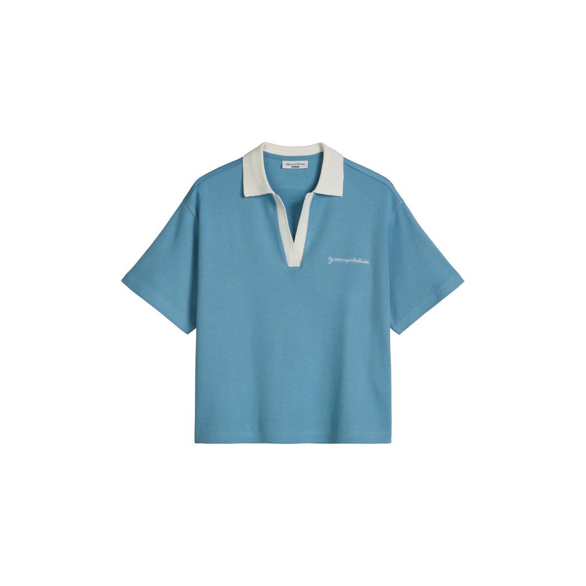Polo relaxed en pur coton bio bleu moyen, MARC O’POLO DENIM