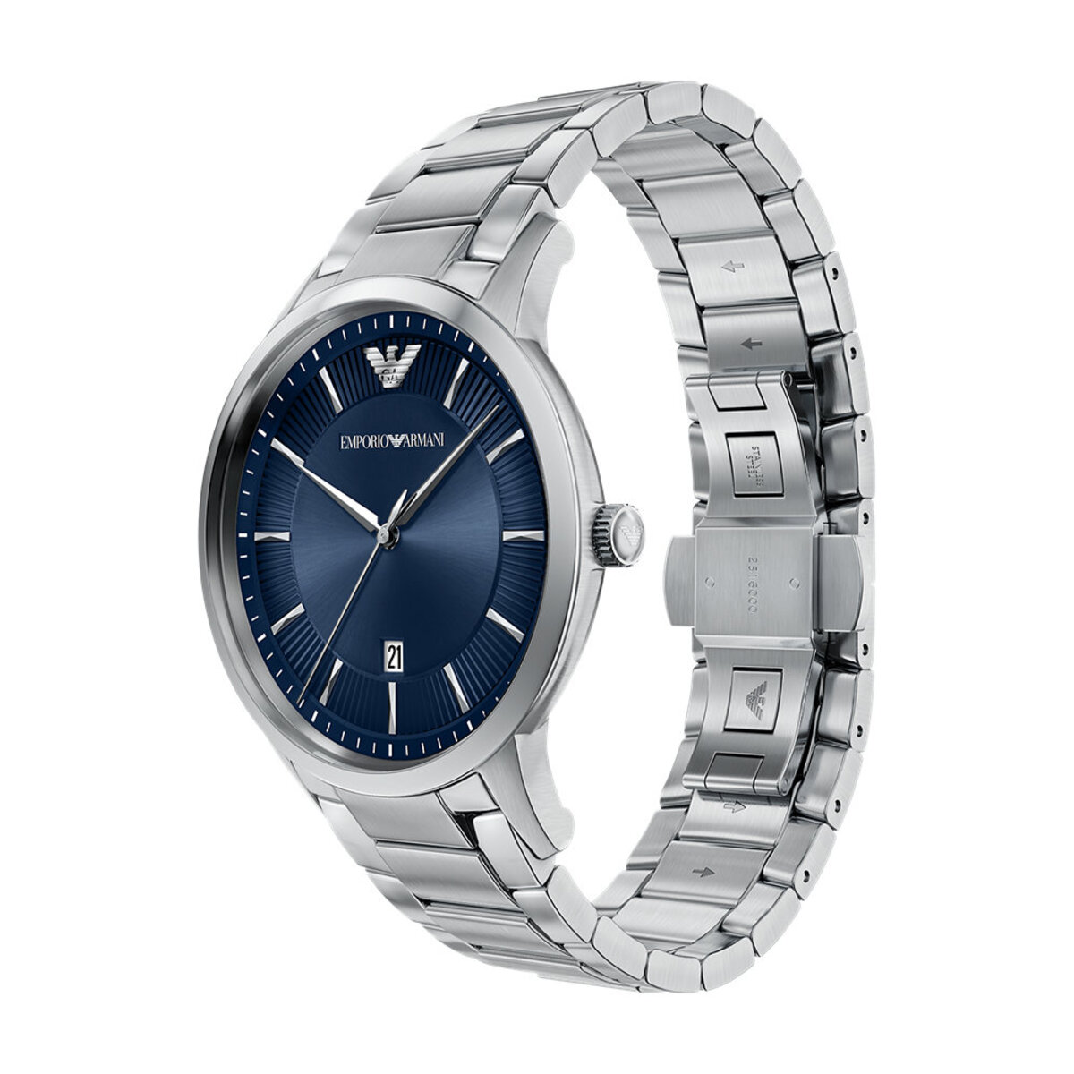 Montre Analogique EMPORIO ARMANI argenté bleu foncé argenté, EMPORIO ARMANI