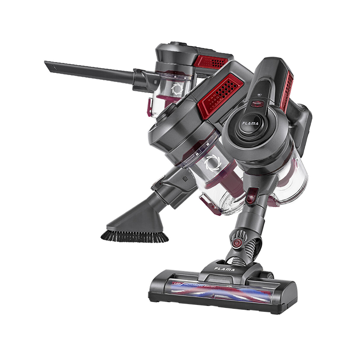 Aspirador Vertical 2 em 1 Sem Fios 22.2V 1642FL, FLAMA vermelho, FLAMA