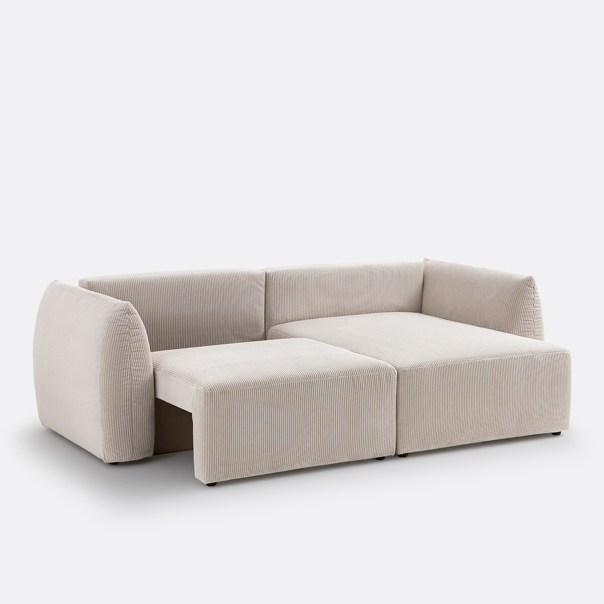 Edith Corduroy 3-Seater Corner Sofa Bed with Storage beige, LA REDOUTE INTERIEURS