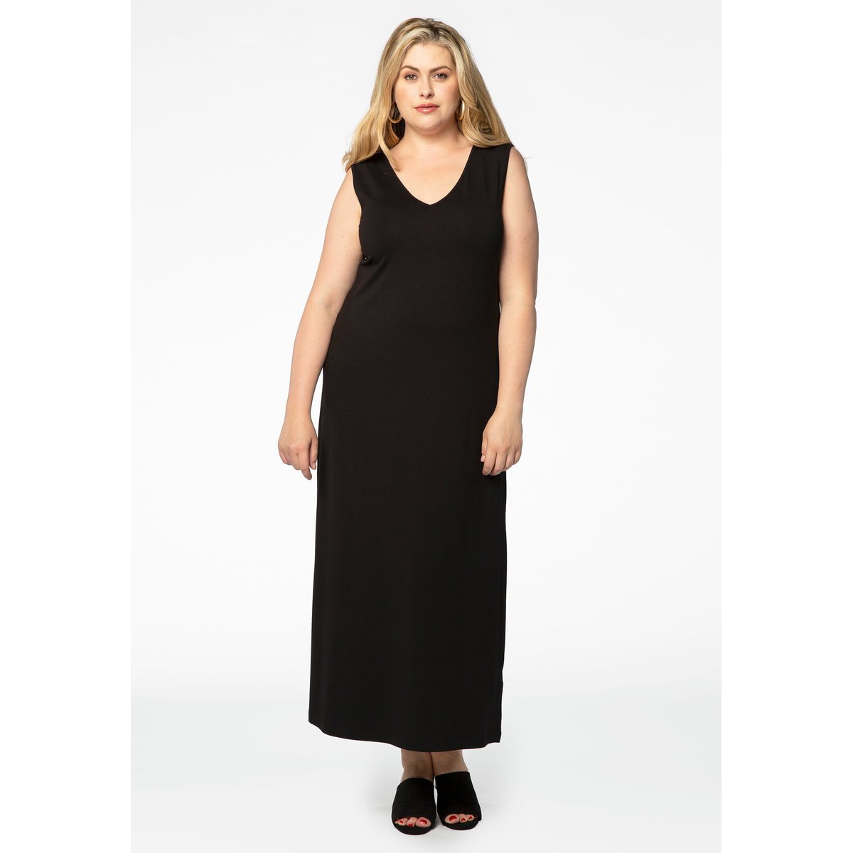 Robe maxi avec v-cou noir, YOEK