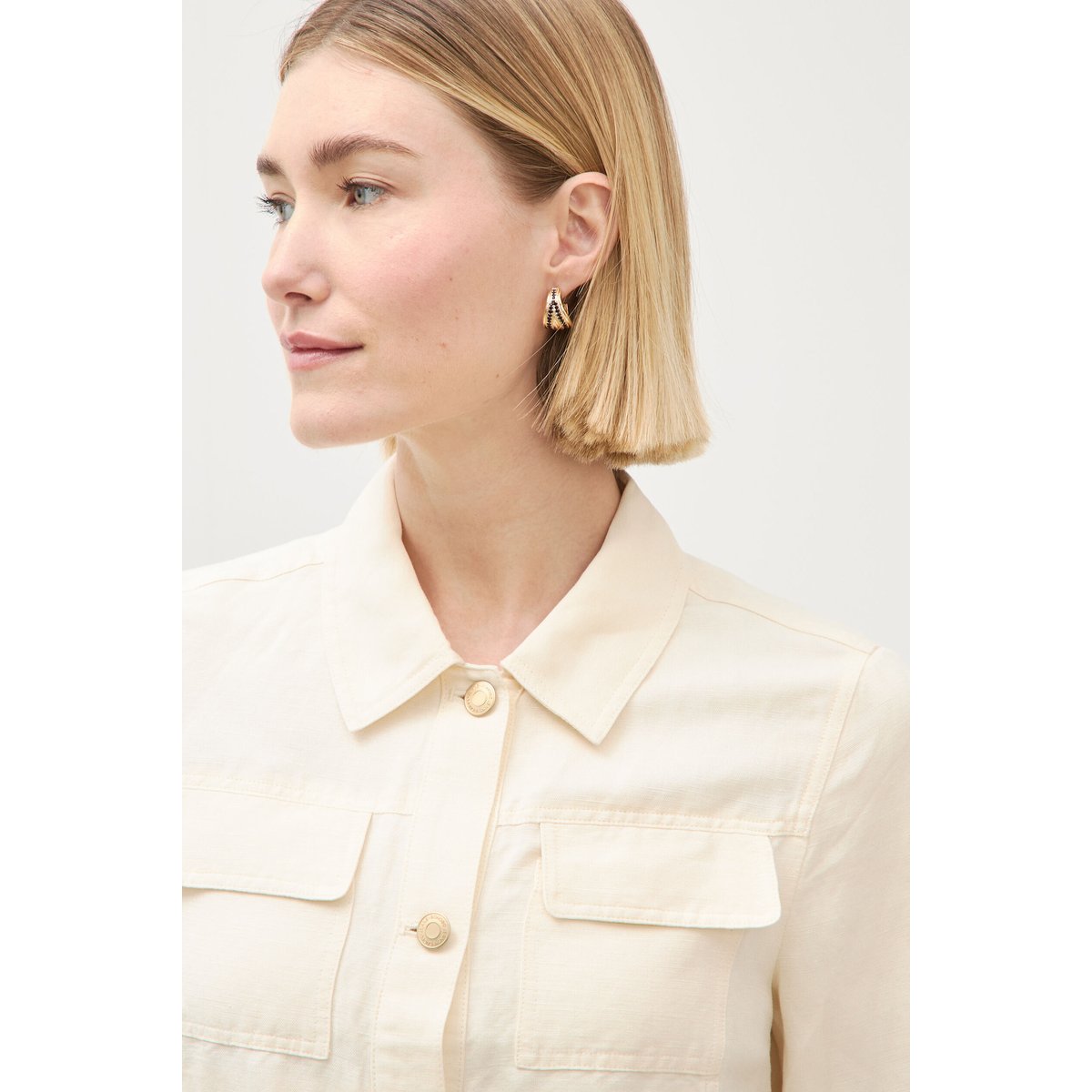Veste courte boutonnée ecru, BONOBO