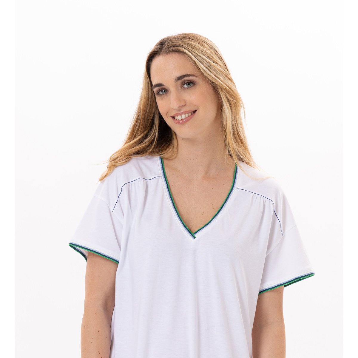 Chemise de nuit en coton VALENSOLE 901 blanc, LE CHAT