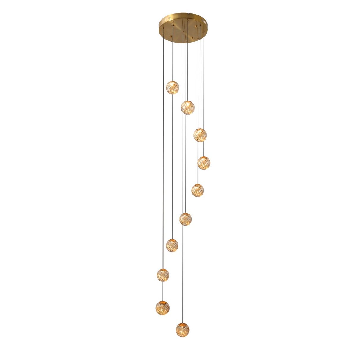 Suspension LED longue à verre ambré - ESPOSIA ambré et doré, KOSILUM
