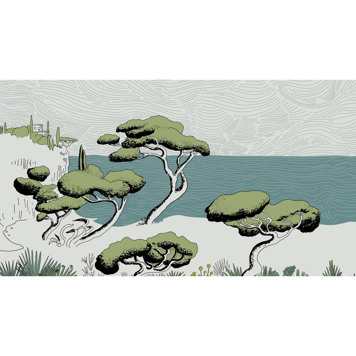 Tableau extérieur calanques, 120x80 cm noir, ACTE DECO