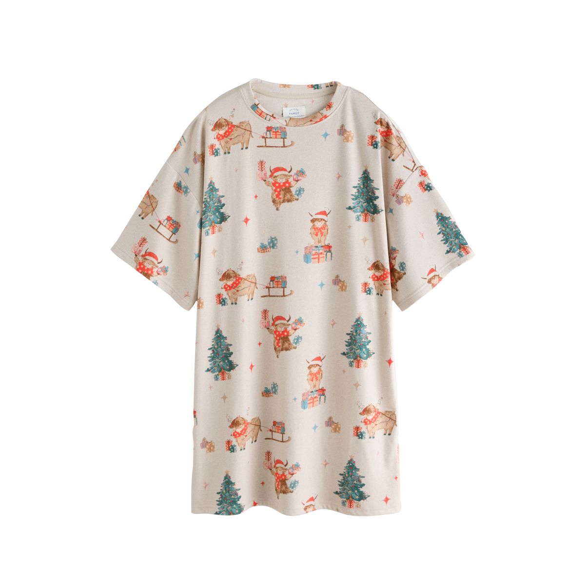 Chemise de nuit noël collection famille flocons d'avoine hamish la vache des highlands, NEXT