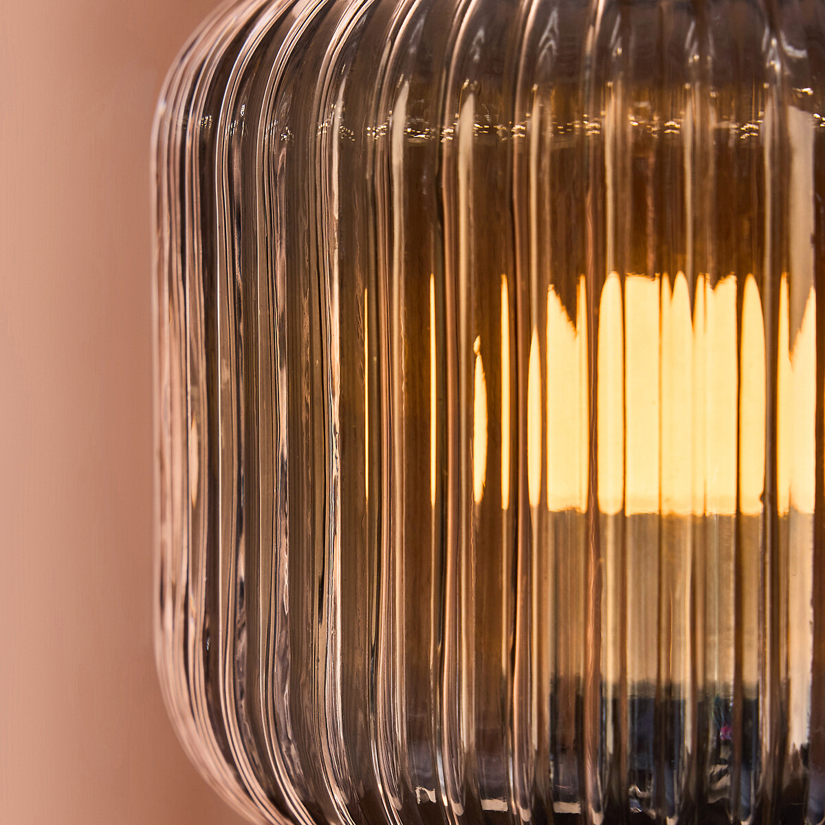 MADE.COM Briz Ribbed Glass Table Lamp smoke grey, MADE