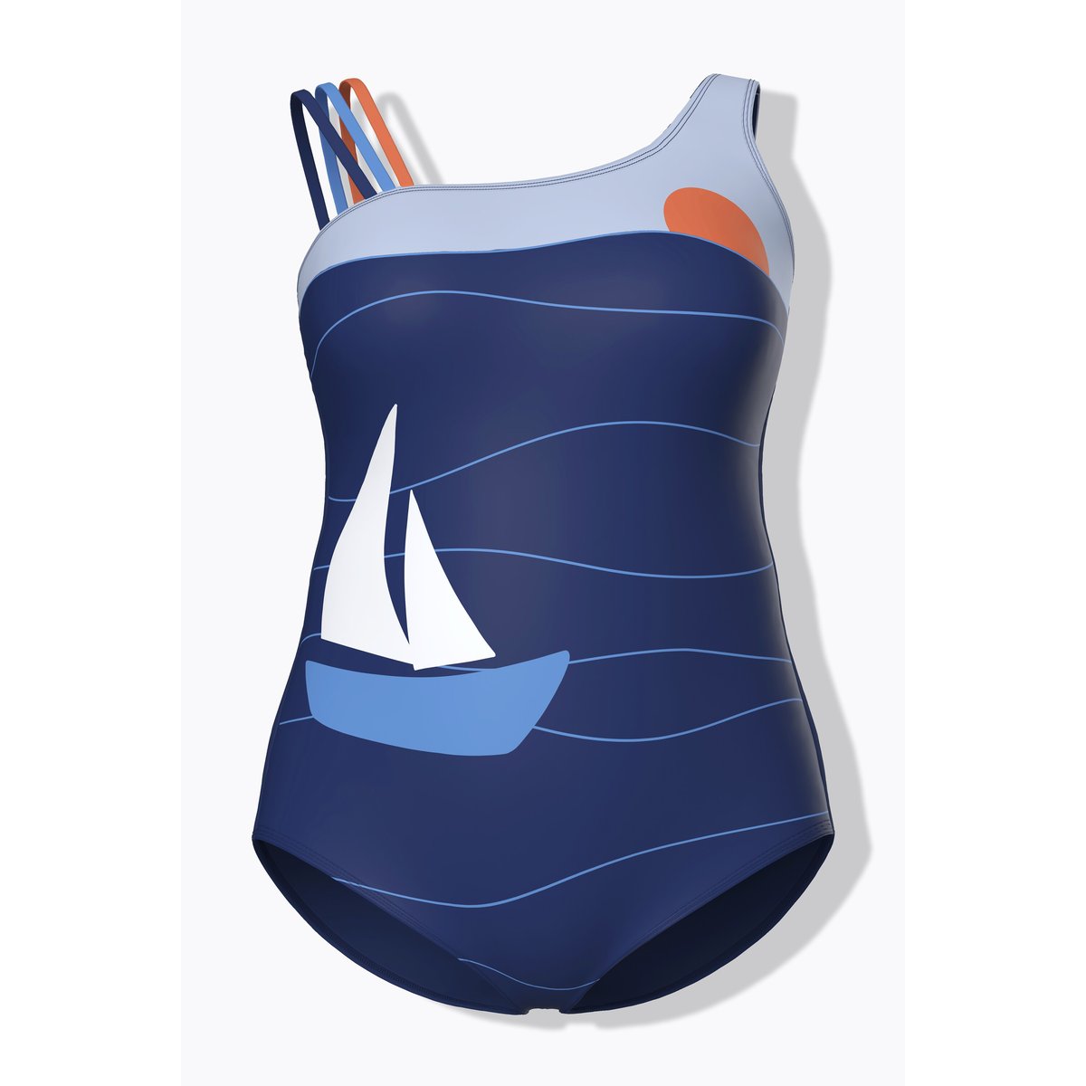 Maillot de bain avec bonnets souples bleu foncé, ULLA POPKEN