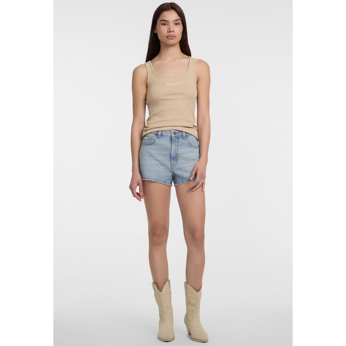 Short En Jean Taille Haute bleu ciel, GUESS