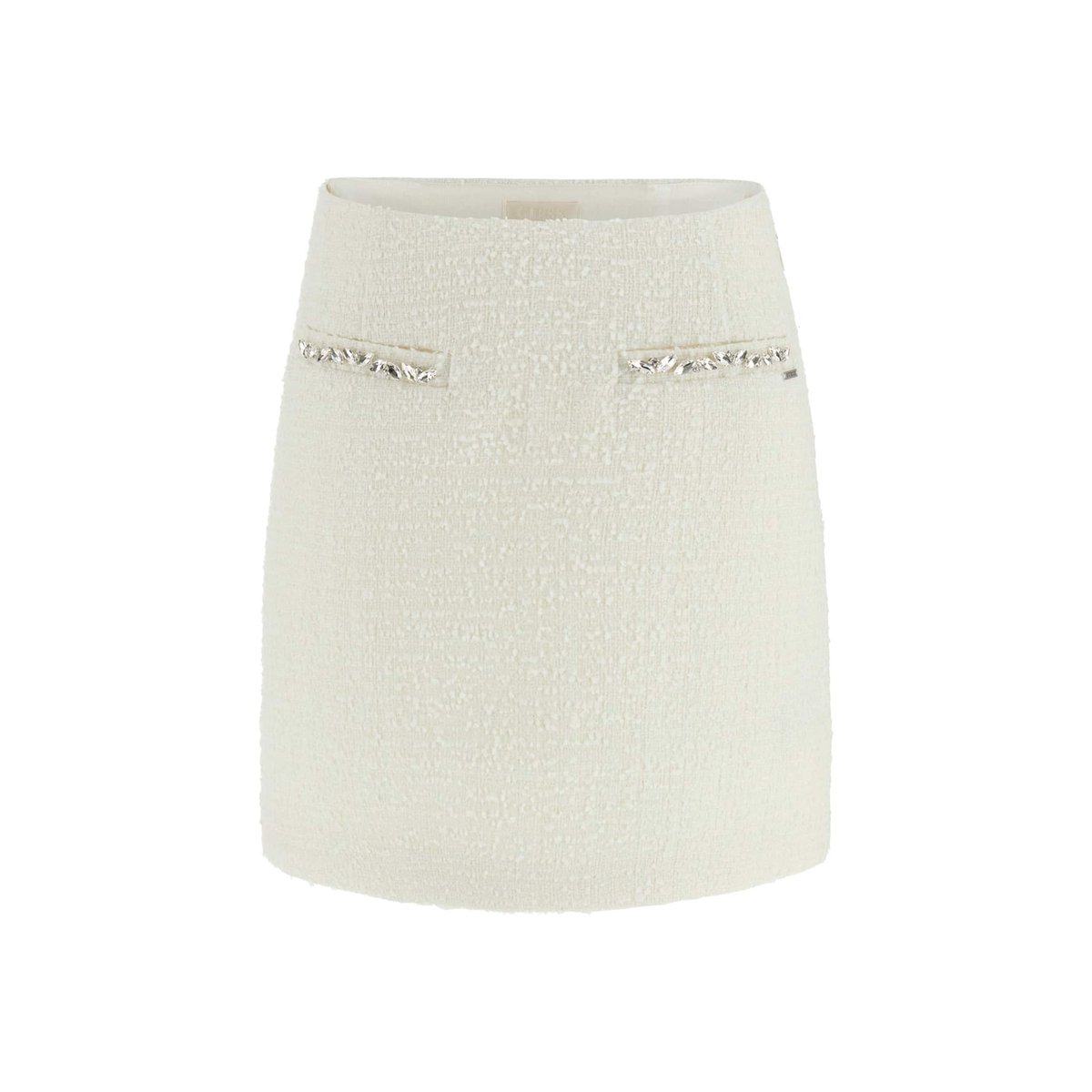 Jupe En Tweed Mélangé Laine blanc, GUESS