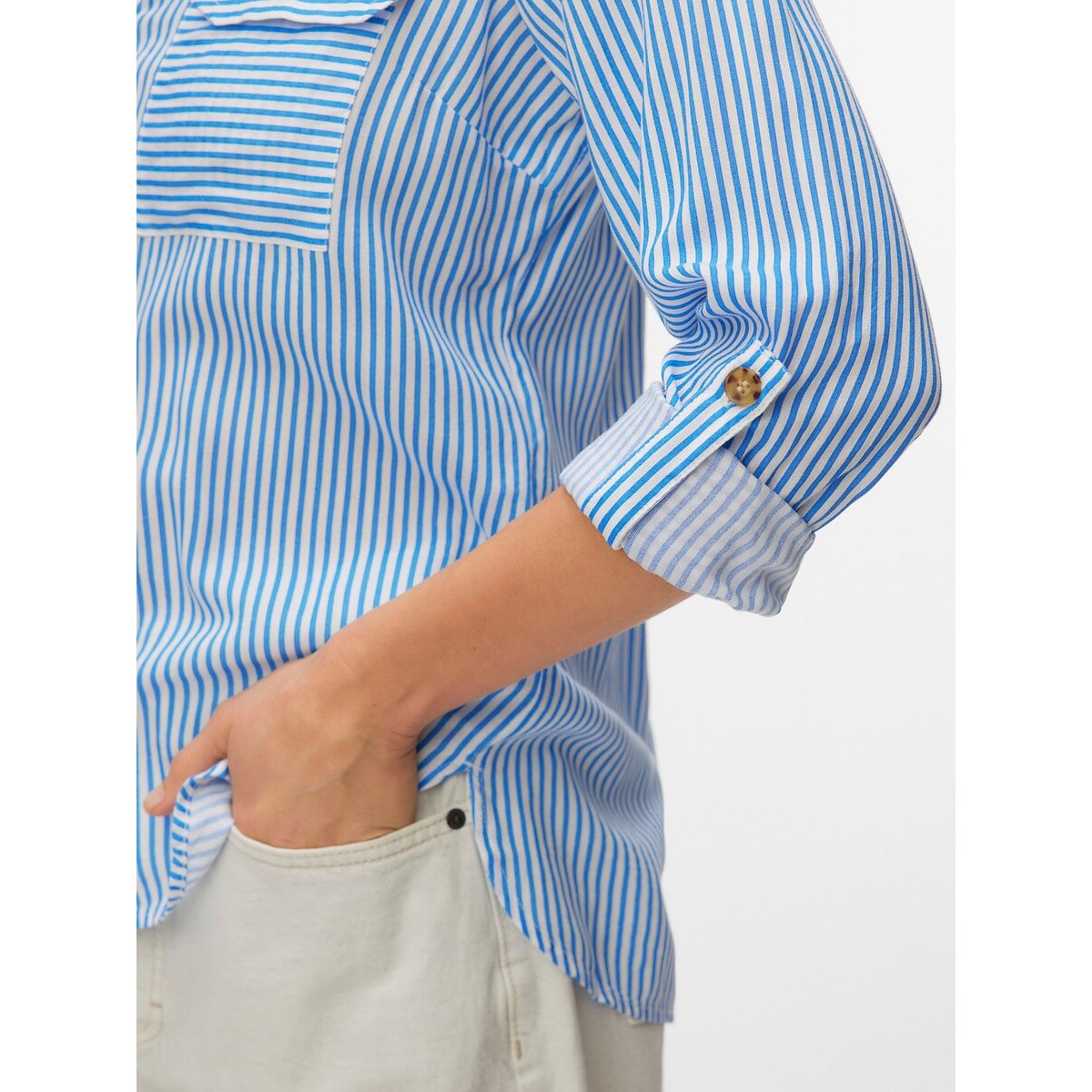 Soepele blouse wit/blauw, VERO MODA