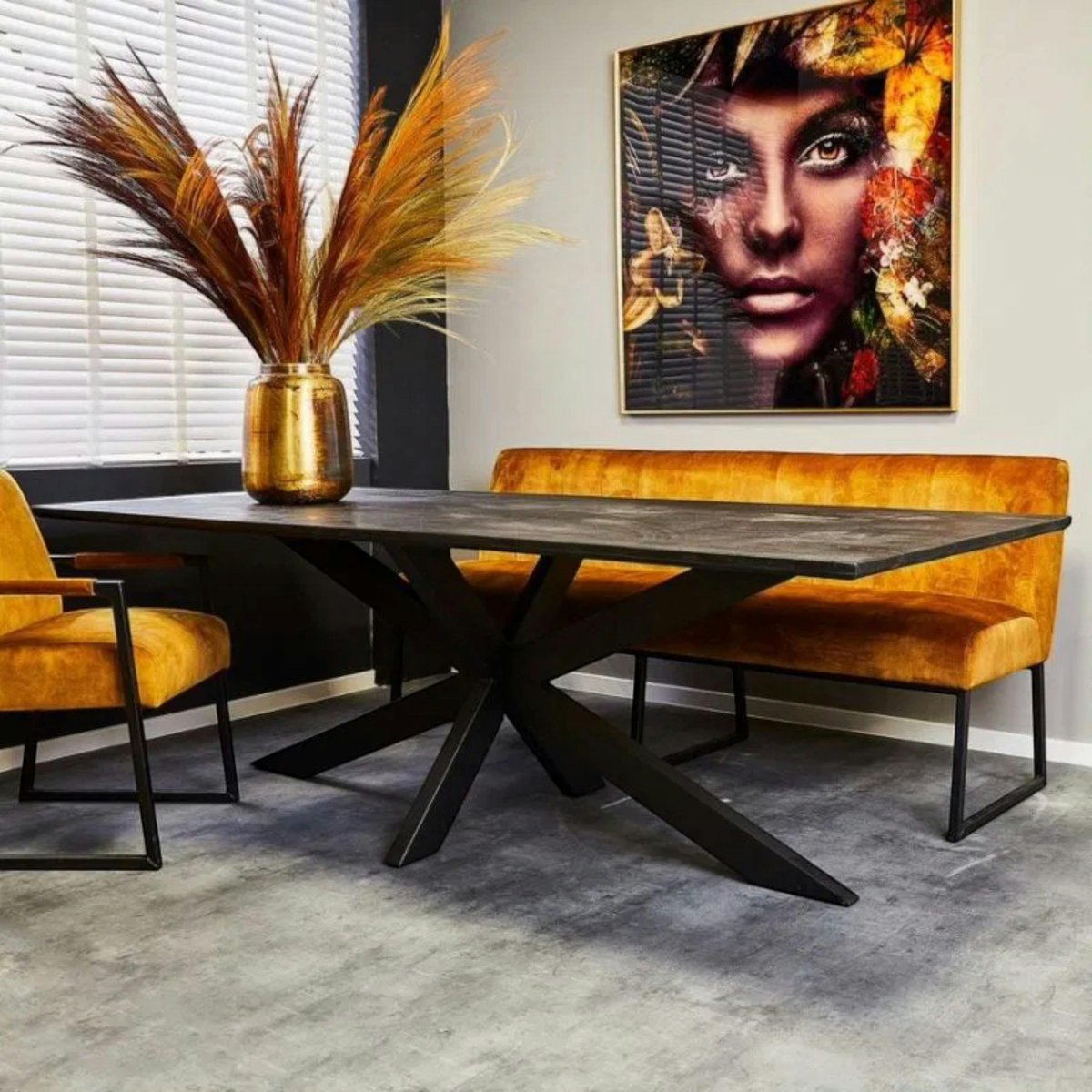 Table à manger noire en bois de manguier 200 cm ALVERA noir, PIER IMPORT