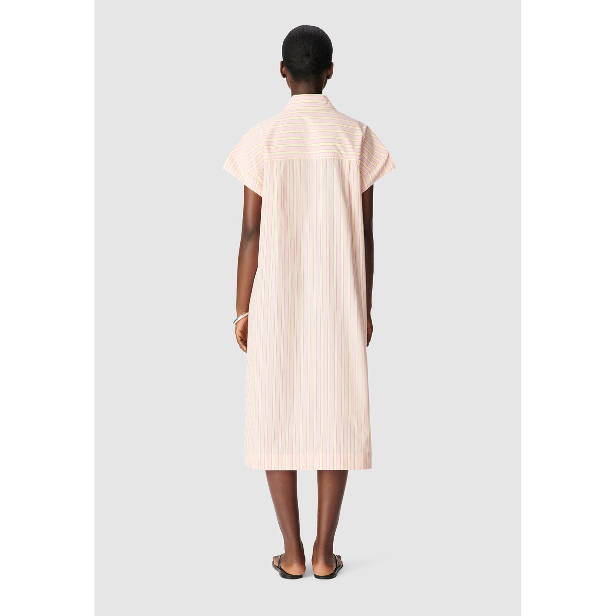 Robe chemise midi rayée rose pâle, IKKS