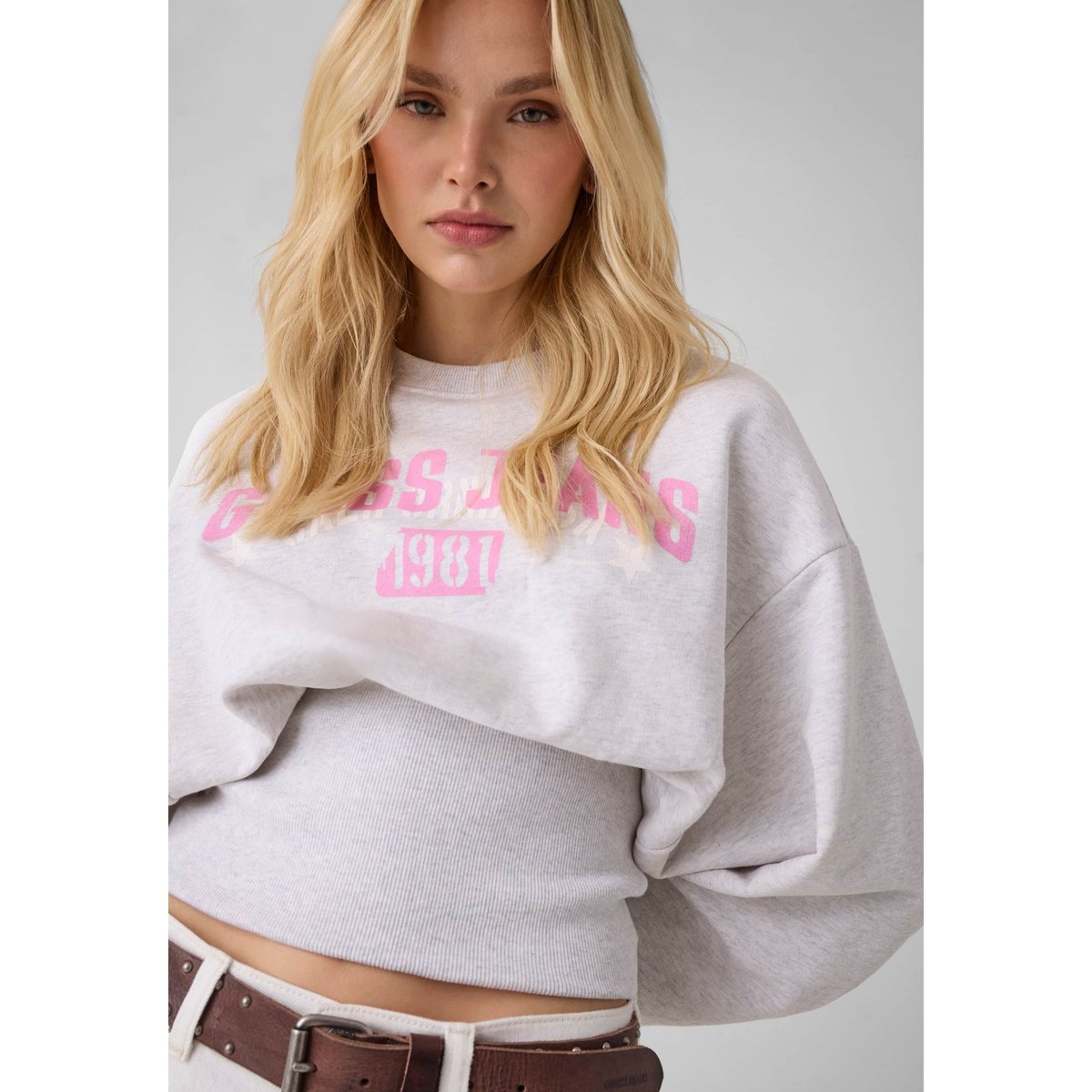 Sweatshirt Avec Logo gris clair, GUESS