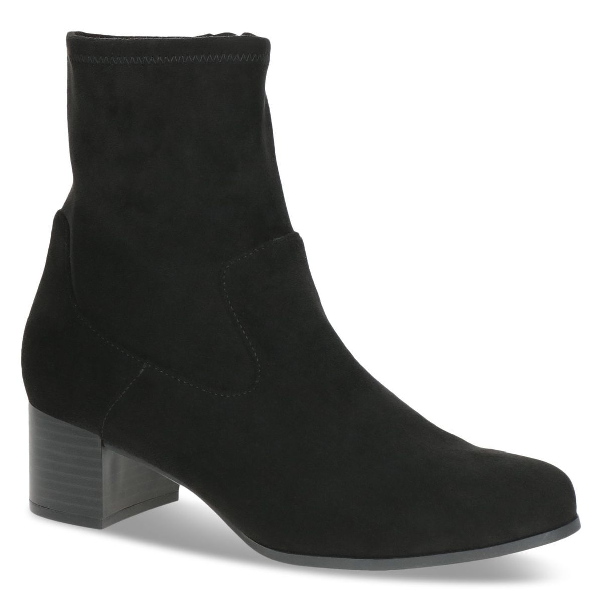 Bottine talon bloc noir cuir beige, CAPRICE