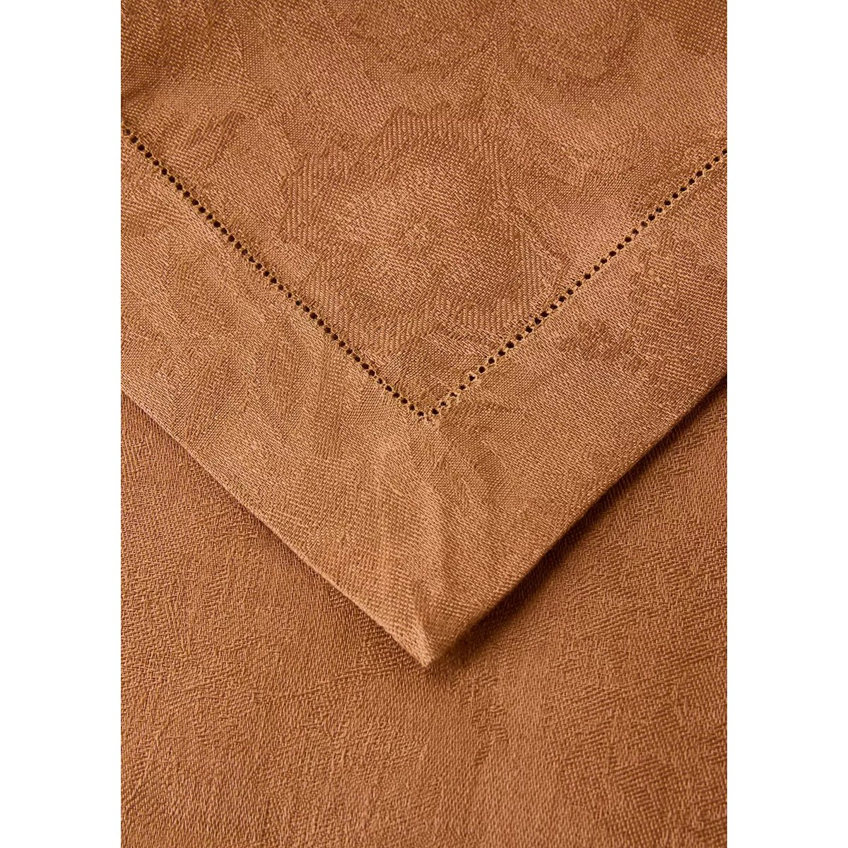 Chemin de table 100 % lin imprimé floral marron moyen, MANGO HOME