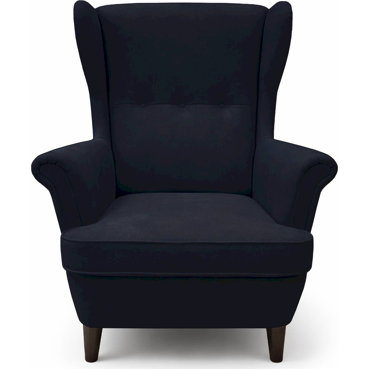 Fauteuil à oreilles MALMELLO avec repose-pieds bleu nuit cloud, RECOLLECTION