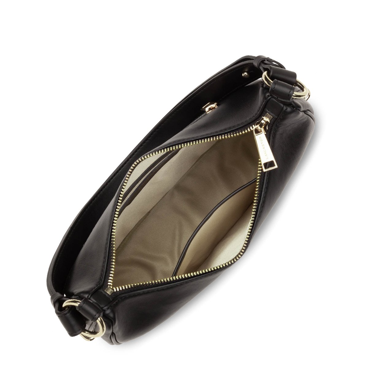 Sac besace zippé en cuir M, DONNA ARIA noir, LANCASTER