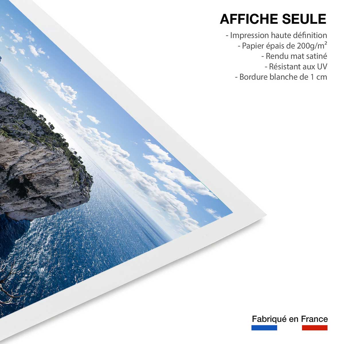 Affiche plage et calanques à cassis affiche seule, HEXOA